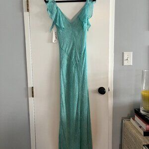 CHelsea Niles Teal Long Slip 100% Silk